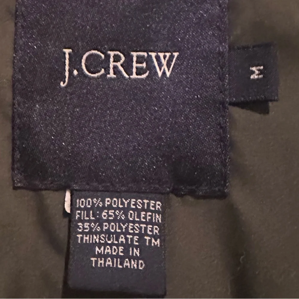 Men’s J.CREW Nylon Green Shacket Casual Snap Button Lightweight Monochrome Sz M.